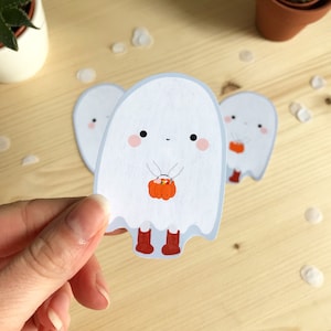STICKER - Cute Ghost Sticker- Handmade Vinyl Sticker - Laptop Sticker - Halloween stickers