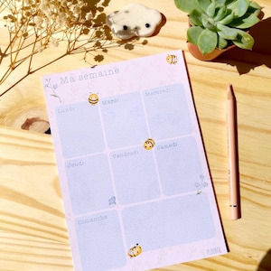 NOTEPAD - Watercolor Bees and Forget me Nots - Watercolor Dotted Stationery Notepad
