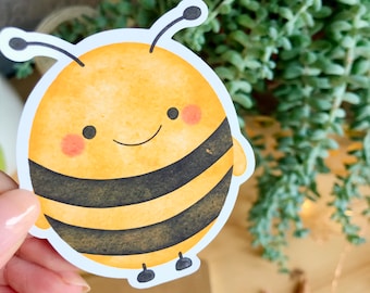 STICKER - Cute Little Watercolor Bee - Handmade Watercolor Stickers - Matte Stickers - Laptop Stickers