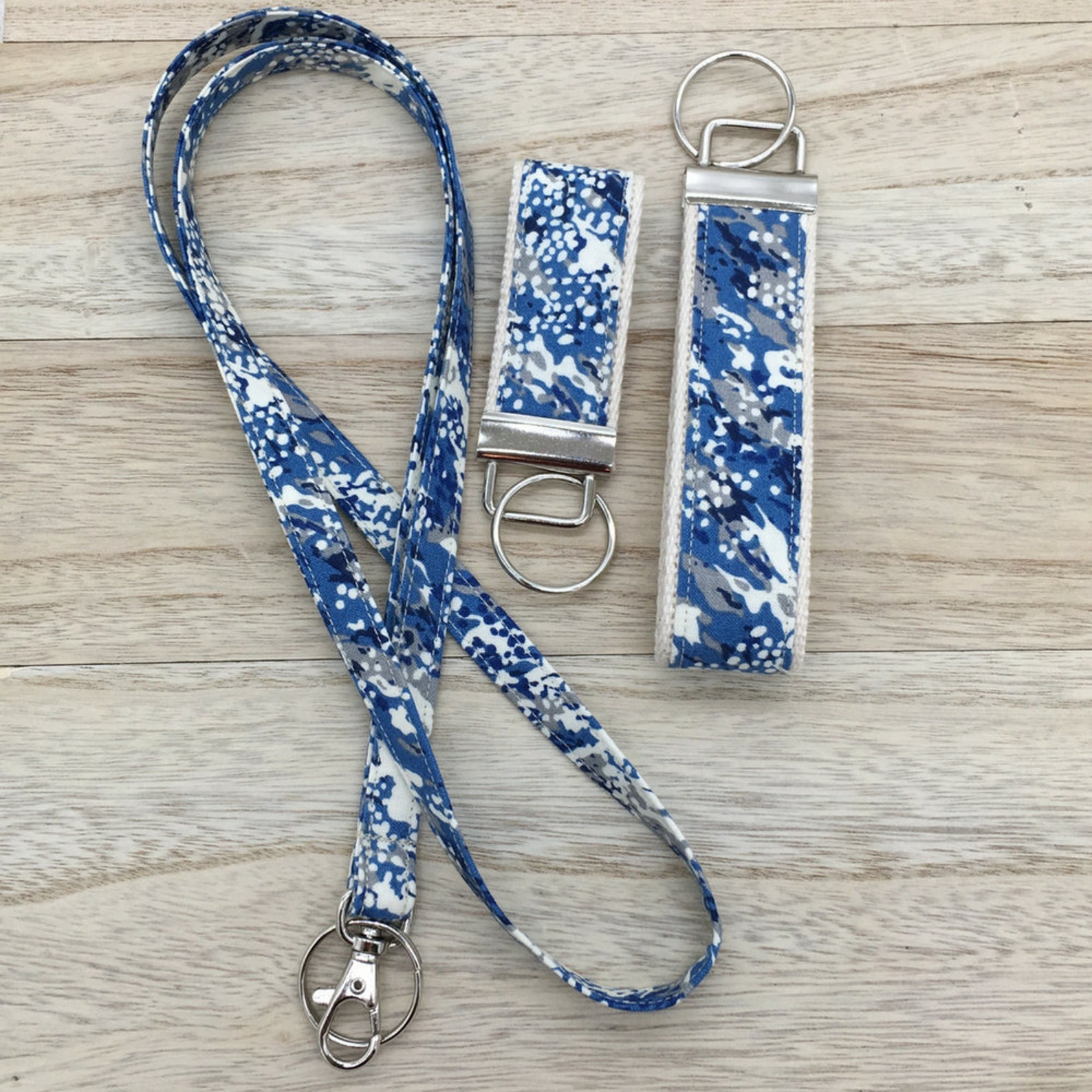 Blue Key Fob Mini Key Fob Fabric Lanyard Matching Etsy