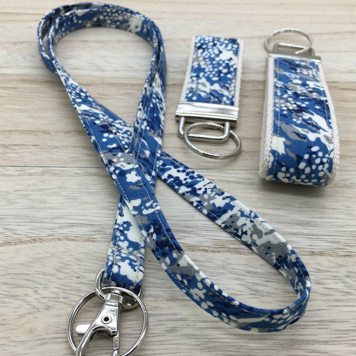 Blue Key Fob Mini Key Fob Fabric Lanyard Matching Etsy