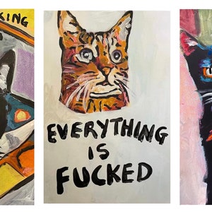 Rude Cat Triptych