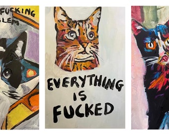 Rude Cat Triptych