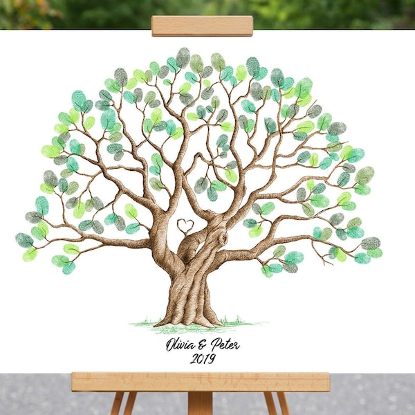 Olivia descarga instantánea árbol de huellas dactilares decoración de la boda fiesta de cumpleaños despedida de soltera huella digital dibujo color evento memoria libro de visitas