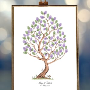 Elisa tree with bunny instant download fingerprint decoration birthday party bridal shower art wedding thumbprint event memory guest book