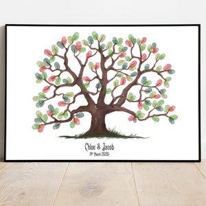 Chloe instant download fingerprint tree wedding decoration birthday party bridal shower thumbprint gift drawing colored memory guest book