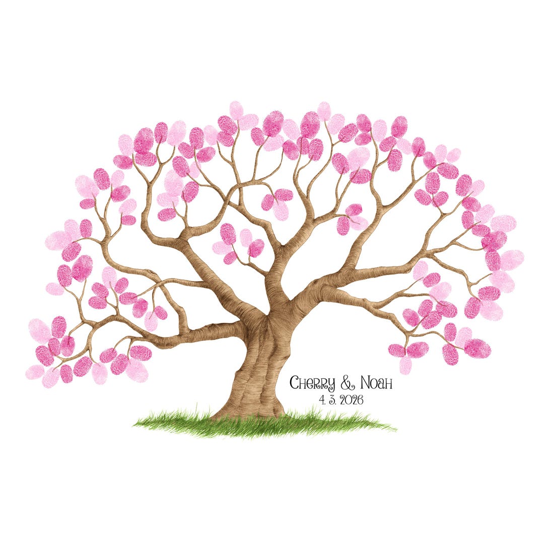 Cherry Instant Download Fingerprint Tree Wedding Decoration Birthday ...