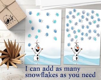 Olaf Fingerprint Snowflake Art – Frozen Birthday Party Guest Book