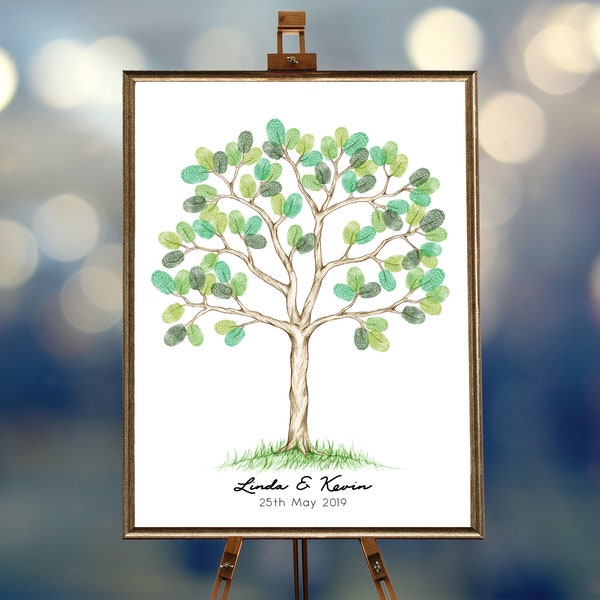 Luna fingerprint tree instant download wedding thumbprint decoration birthday party gift drawing event memory bridal shower guest book