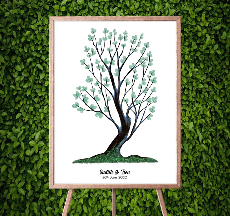 Judith tree instant download fingerprint wedding thumbprint bridal shower decoration birthday party gift event memory colored guest book