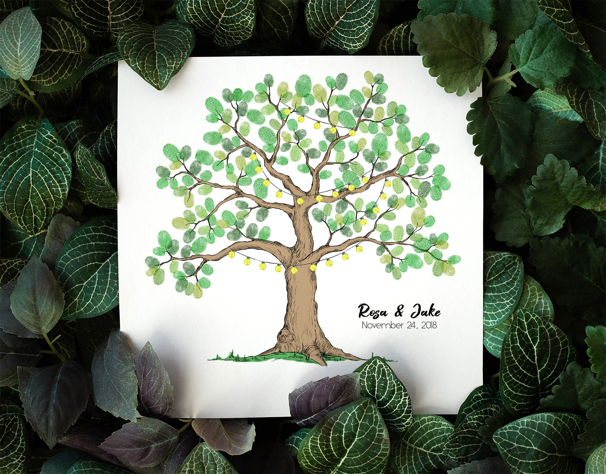 Albero di impronte digitali personalizzato per bambine per
