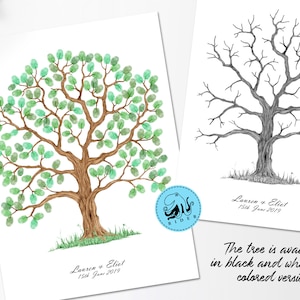 Veronica instant download fingerprint tree wedding decoration birthday party bridal shower thumbprint colored event memory guest book