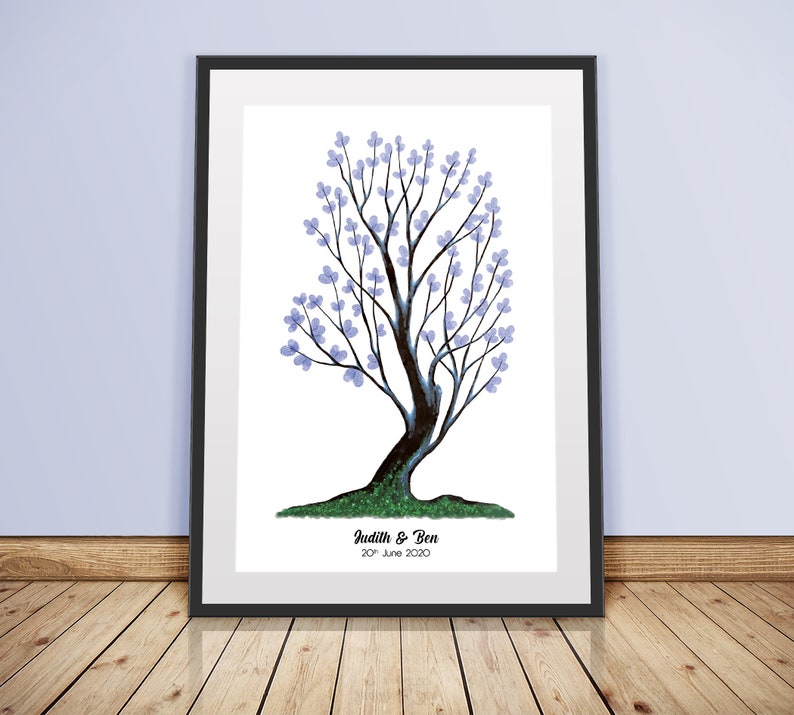 Judith tree instant download fingerprint wedding thumbprint bridal shower decoration birthday party gift event memory colored guest book