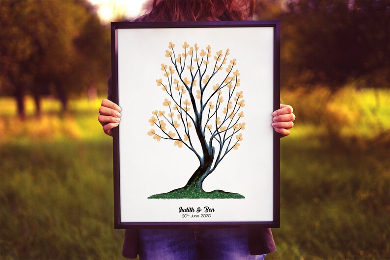 Judith tree instant download fingerprint wedding thumbprint bridal shower decoration birthday party gift event memory colored guest book