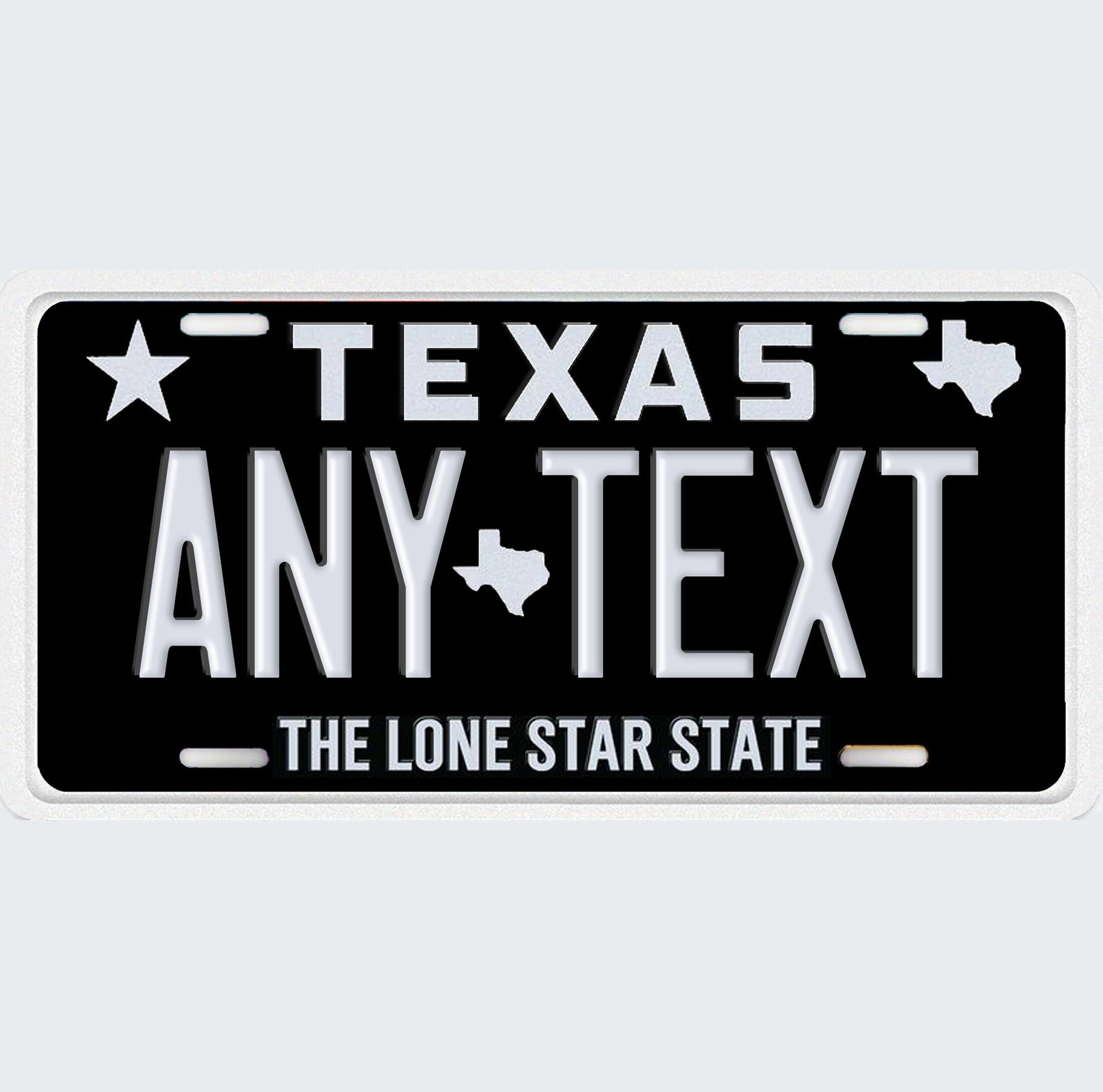 TEXAS Personalized Flat Vanity License Plate Any TEXT Your Name Custo…