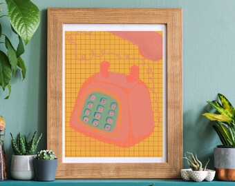 80s Neon Pastel Phone Colorful Art Print