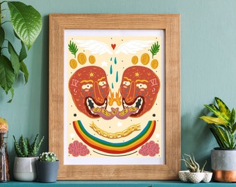 Spicy Summer Rising // Psychedelic Art Print with Rainbow and Acid Motifs // Modern Abstract Illustration for Gallery Wall Decor