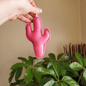 Hot Pink Folk Art Style Felt Cactus Ornament / Cat Toy Version Available / Southwestern Desert Decor image 5