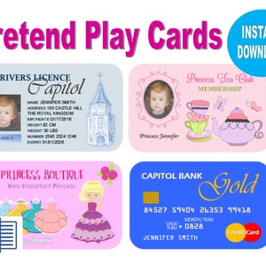 Pretend Play Printable Kids Play Cards Kids Credit Card - Etsy Canada