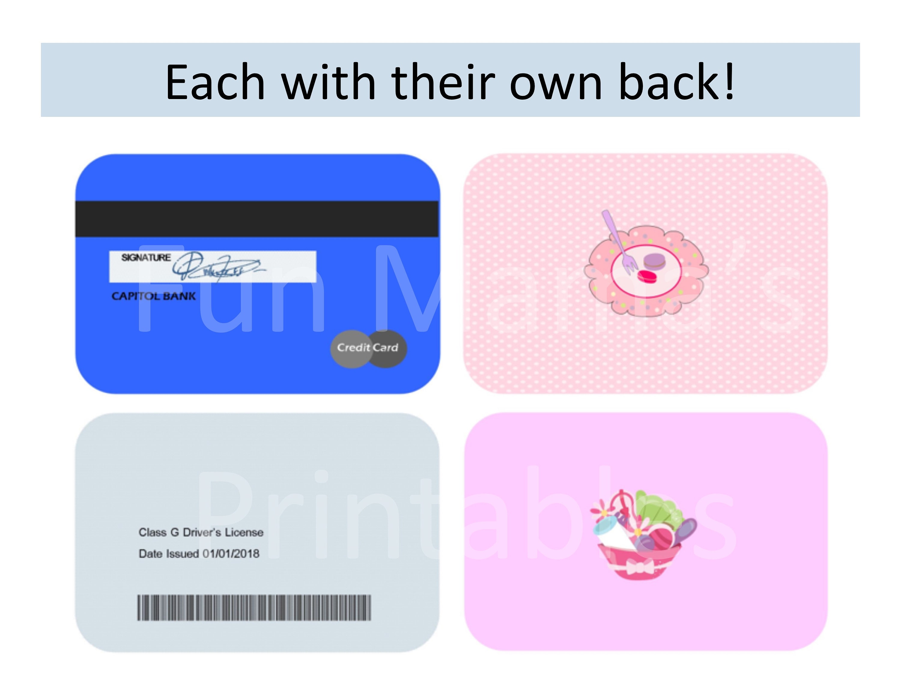 Pretend Play Printable Kids Play Cards Kids Credit Card Etsy Canada