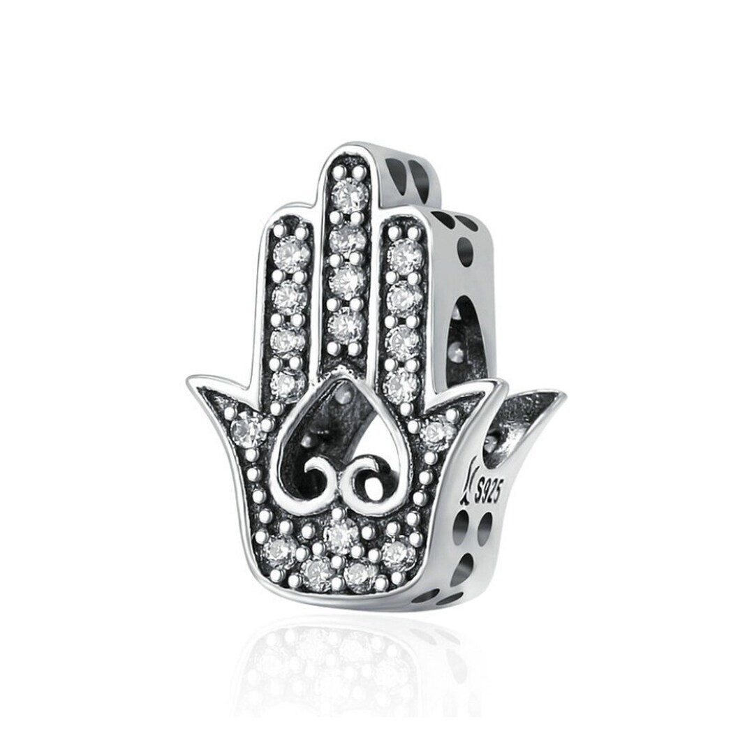925 Sterling Silver Hamsa Hand Charm Bead for Bracelet Pendant Etsy