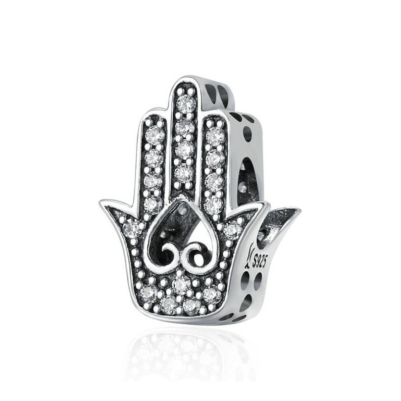 925 Sterling Silver Hamsa Hand Charm Bead for Bracelet Pendant Etsy