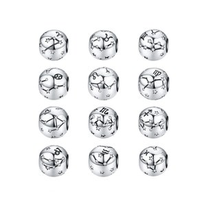 925 Sterling Silver Zodiac Charm Bead Fits Charm Bracelet Pendant