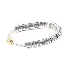 Massiv 925 Sterling Silber Charm Alphabet Buchstabenperle