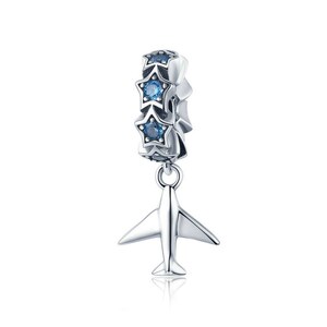 925 Sterling Silver Plane Charm Bead Fits European Charm Bracelet