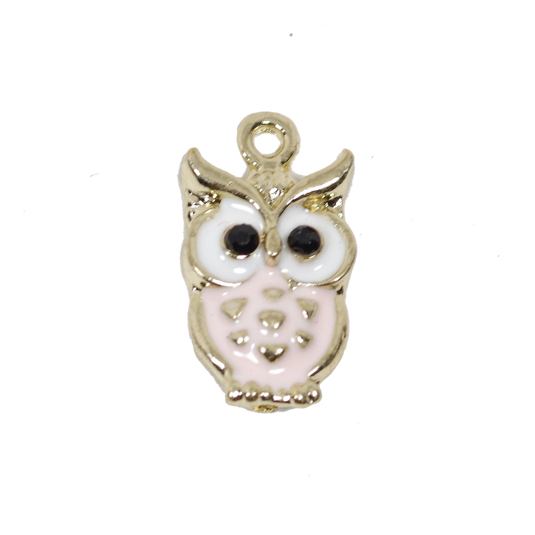 4 Pcs Owl Enamel Charm Craft Supplies Gold Plated Pendant 20mm x 10mm