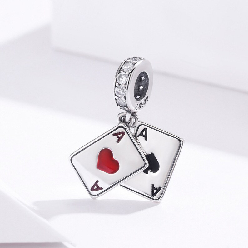 Rose Gold Dice Number Charms - 925 Sterling Silver With CZ, Fits European Bracelets, Birthday & Anniversary Gifts - View #4