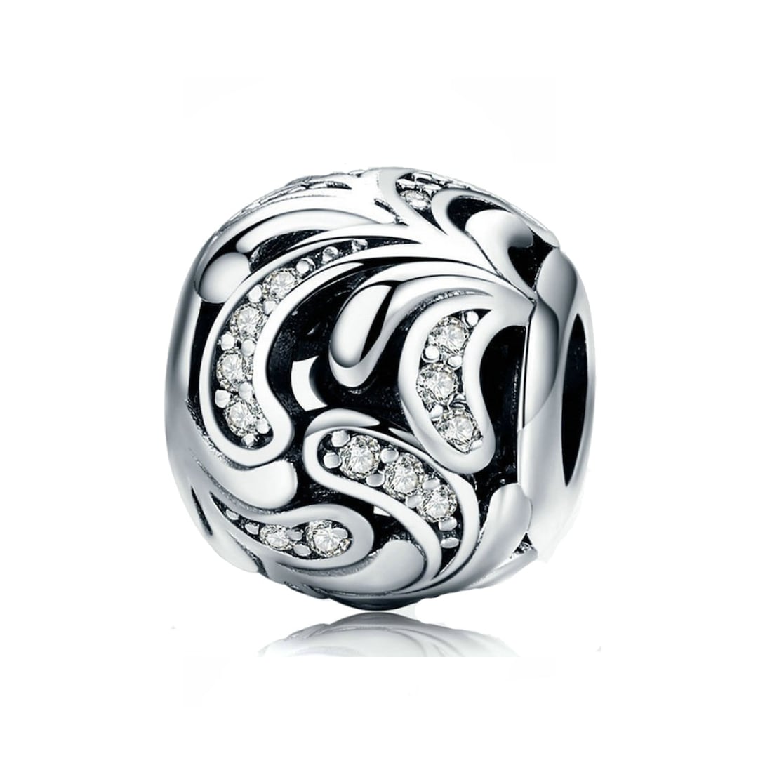 925 Sterling Silver Elegant Bead Charm Fits Charm Bracelet Etsy