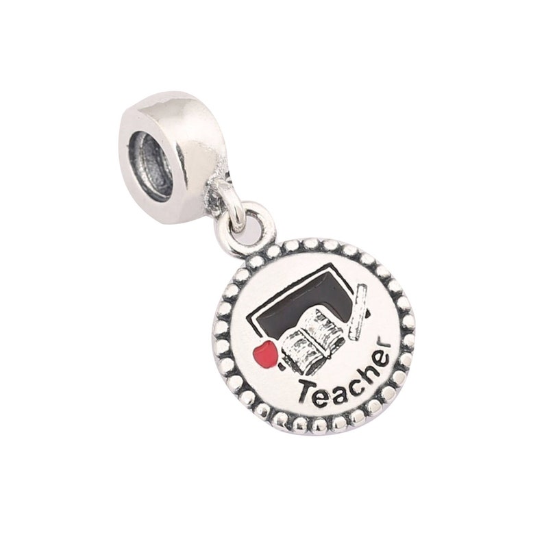 925 Sterling Silver Teacher Dangle Charm for Pandora Charm Etsy