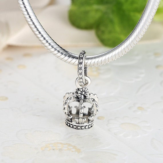 925 Sterling Silver Crown Charm Bead 