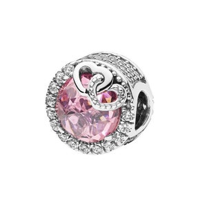Pink Heart Pandora 925 Sterling Sliver Spacer Bead Fits European Charm Bracelet