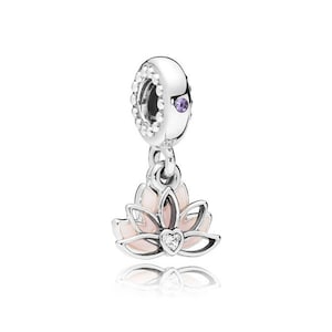Pink Lotus Charm 925 Sterling Sliver Spacer Bead Fits European Charm Bracelet