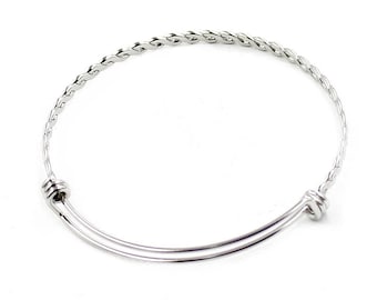 5 Pcs Twisted Stainless Adjustable Braided Bangle Bracelet Triple Loops