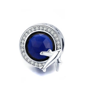 925 Sterling Silver Travel Charm Bead Fits European Charm Bracelet Pendant