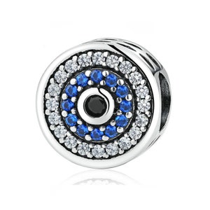 925 Sterling Silver Blue Eye Charm Bead Fits European Charm Bracelet Fits Pandora