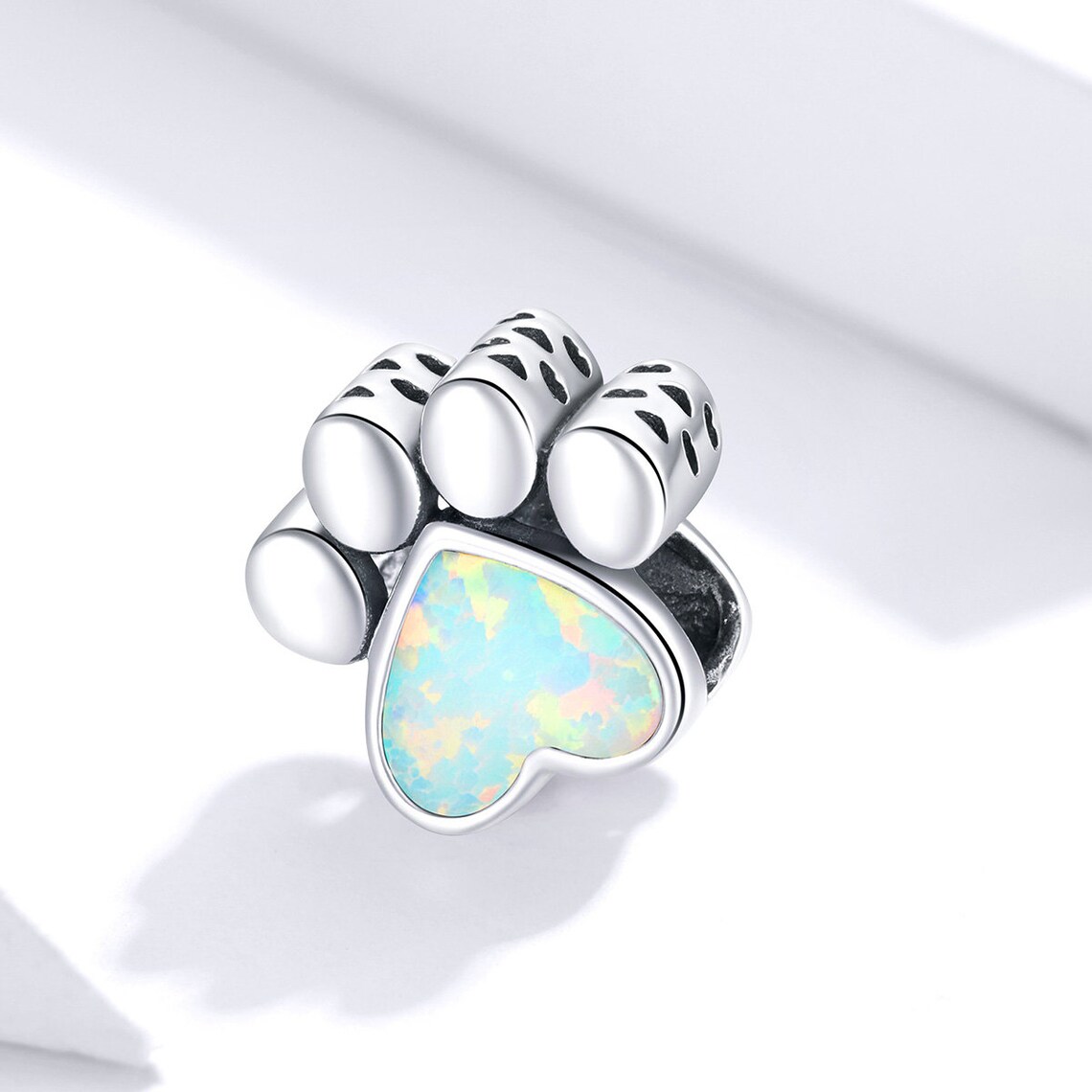 925 Sterling Silver Opal Dog Paw Charm Bead Fits European Etsy