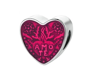 Red Heart AMOTE Pandora Charm 925 Sterling Sliver Spacer Bead Fits European Charm Bracelet