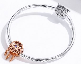 Rose Gold Dream Catcher Bead Fits 