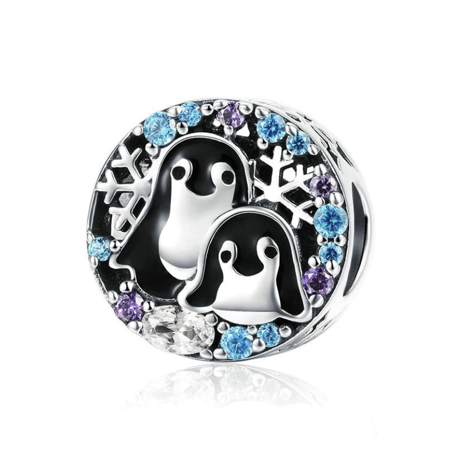 925 Sterling Silver Penguin Animal Bead Charm Fits European Etsy