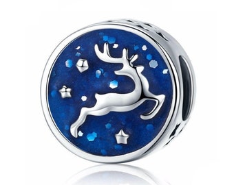 Authentic 925 Sterling Silver Reindeer Bead Fits European Charm Bracelet Pendant