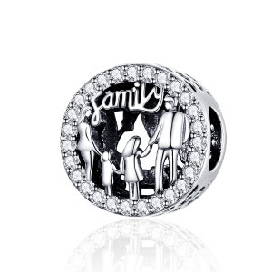 925 Sterling Silver Family Charm Bead Fits European Charm Bracelet Pendant
