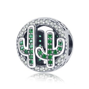 925 Sterling Silver Cactus Charm Bead for European Charm Bracelet