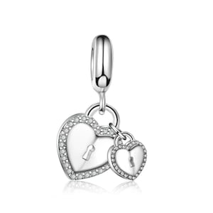 925 Sterling Silver Heart Charm Bead Fits European Charm Bracelet