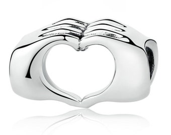 925 Sterling Silver Hand Love Charm Bead for European Charm Bracelet