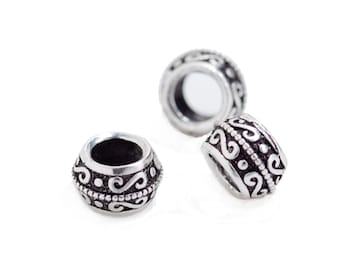 2 Pcs Vintage 925 Sterling Silver Spacer Bead for Jewelry Making