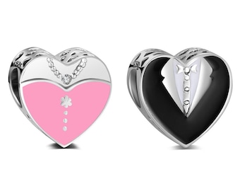 Bride and Bridegroom Charm 925 Sterling Sliver Charm Fits European Charm Bracelet
